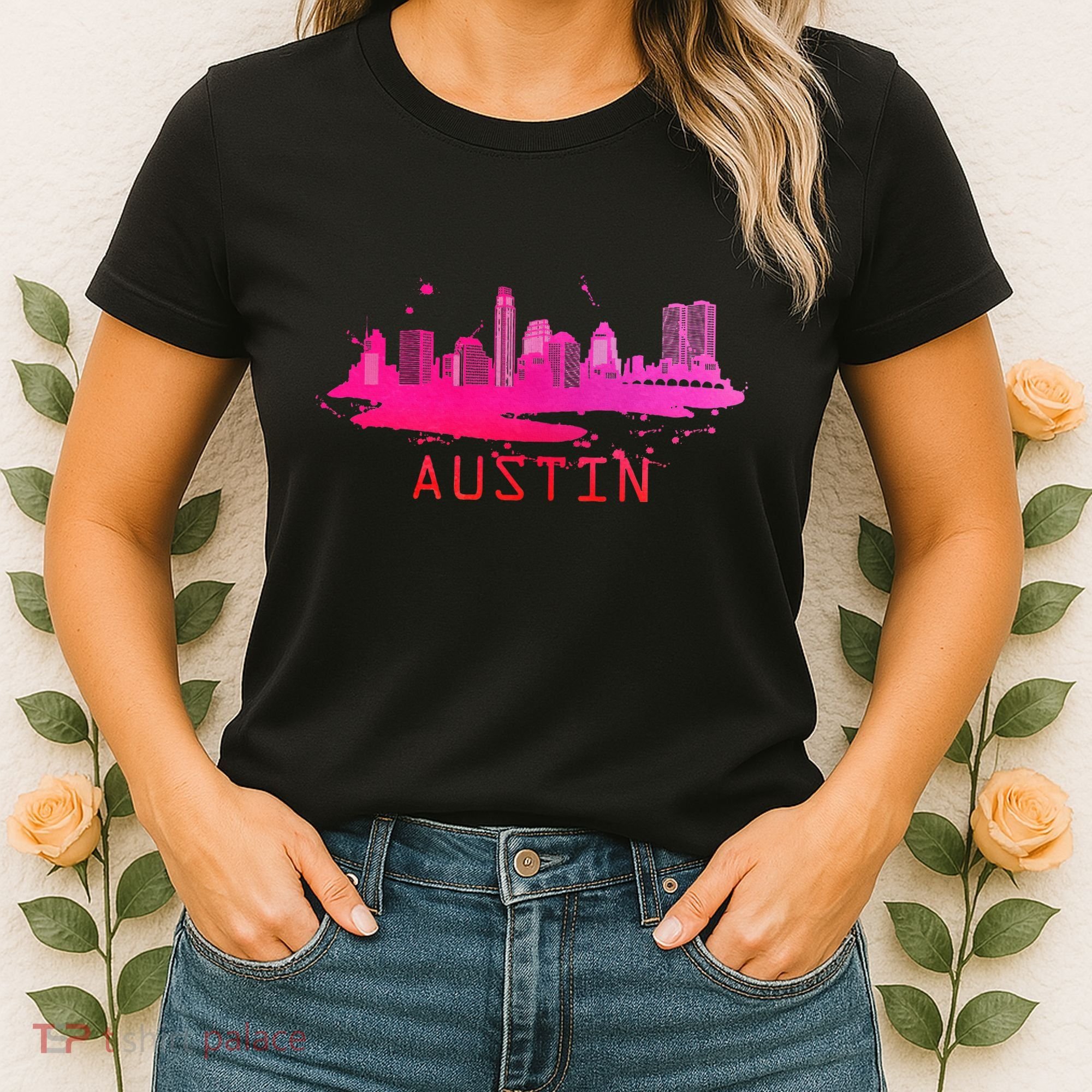 Modern Austin Cityscape Souvenir Austin Texas Skyline Women's T-Shirt