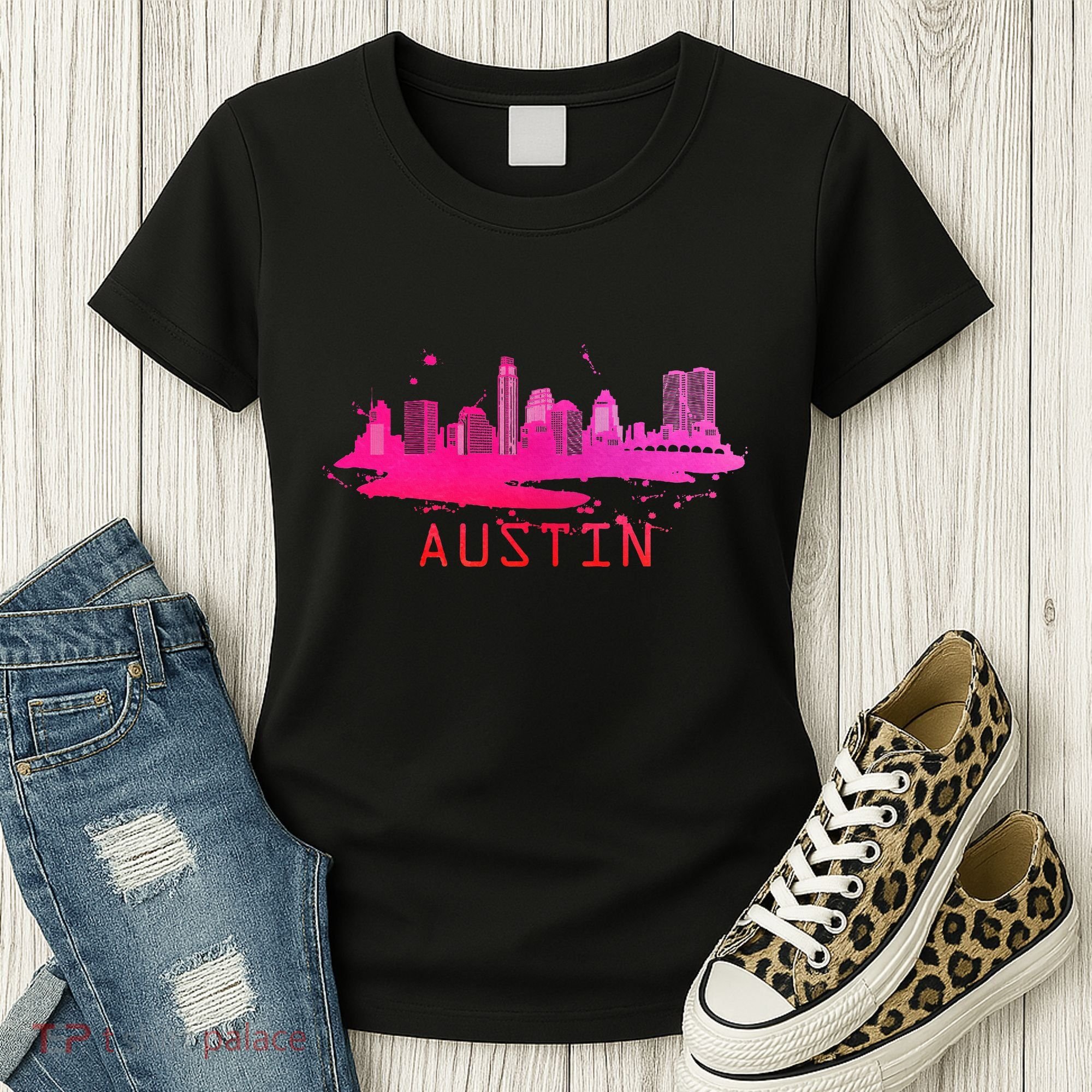 Modern Austin Cityscape Souvenir Austin Texas Skyline Women's T-Shirt