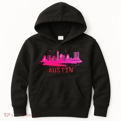 Modern Austin Cityscape Souvenir Austin Texas Skyline Kids Hoodie
