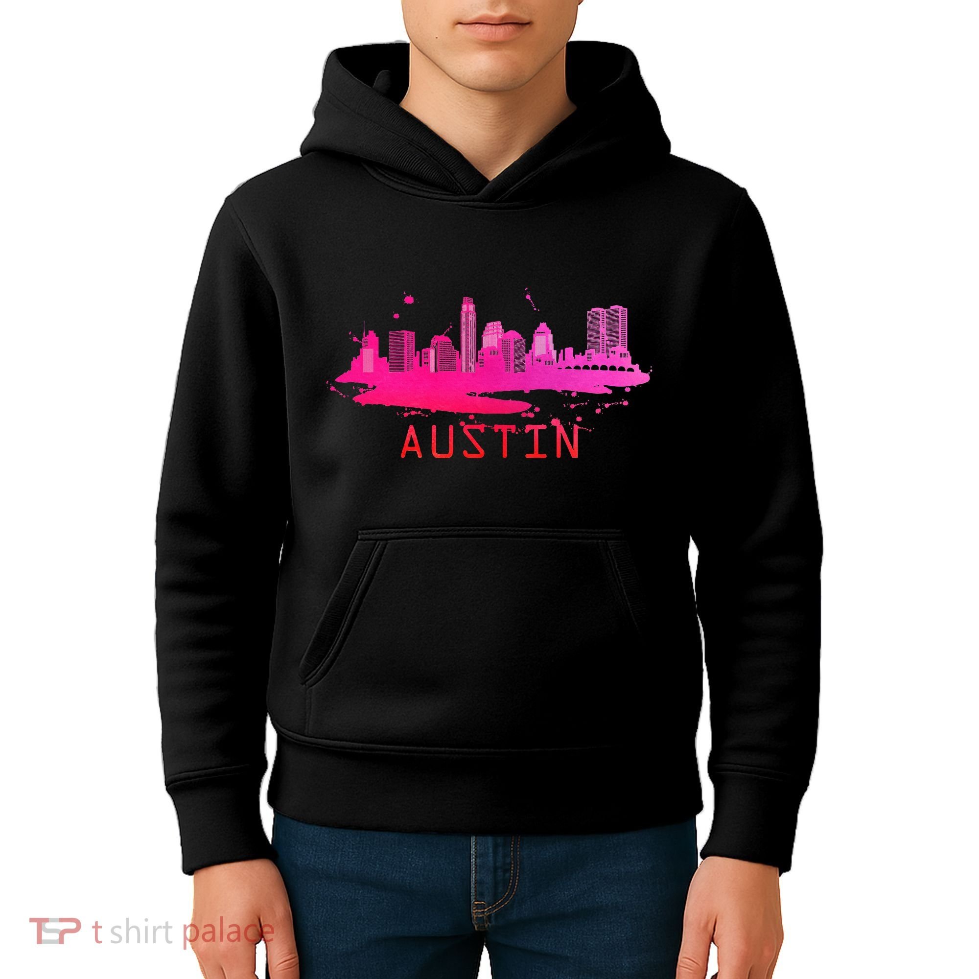 Modern Austin Cityscape Souvenir Austin Texas Skyline Kids Hoodie