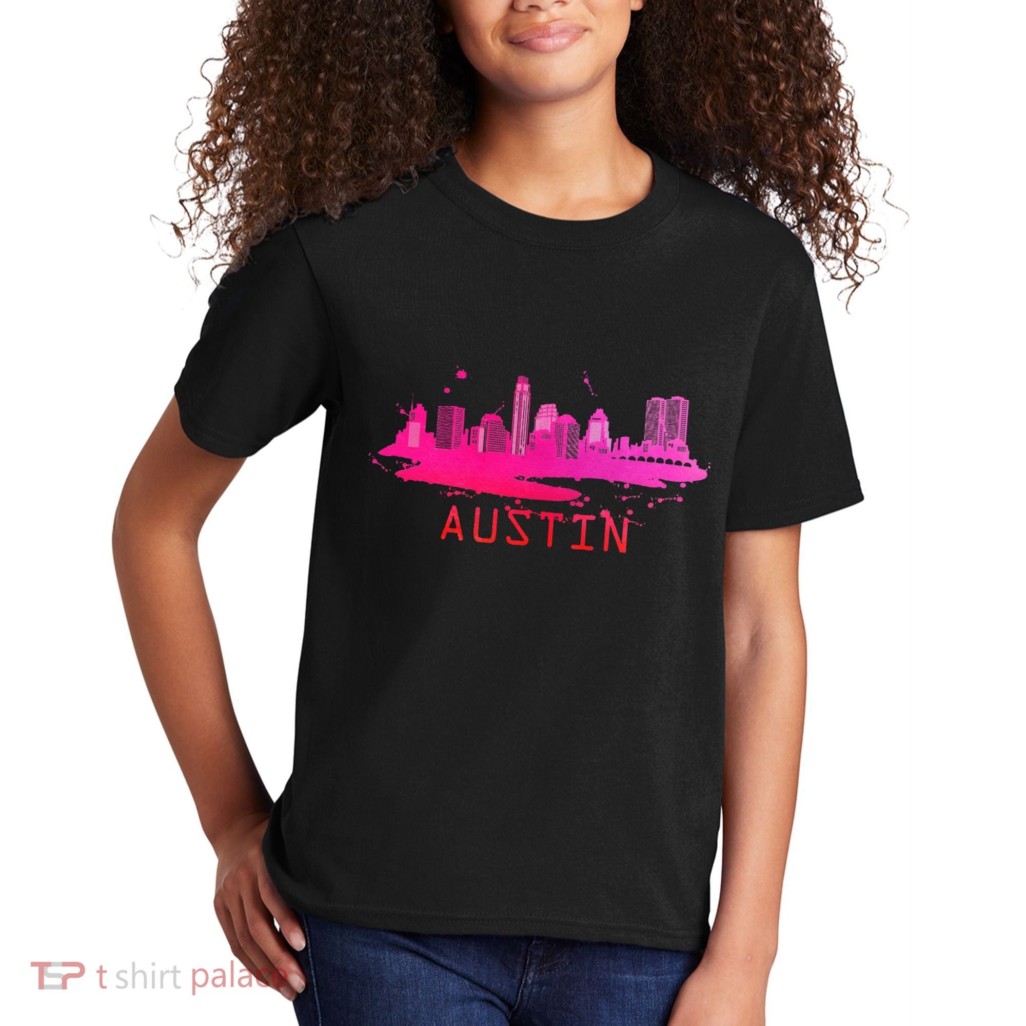 Modern Austin Cityscape Souvenir Austin Texas Skyline Kids T-Shirt