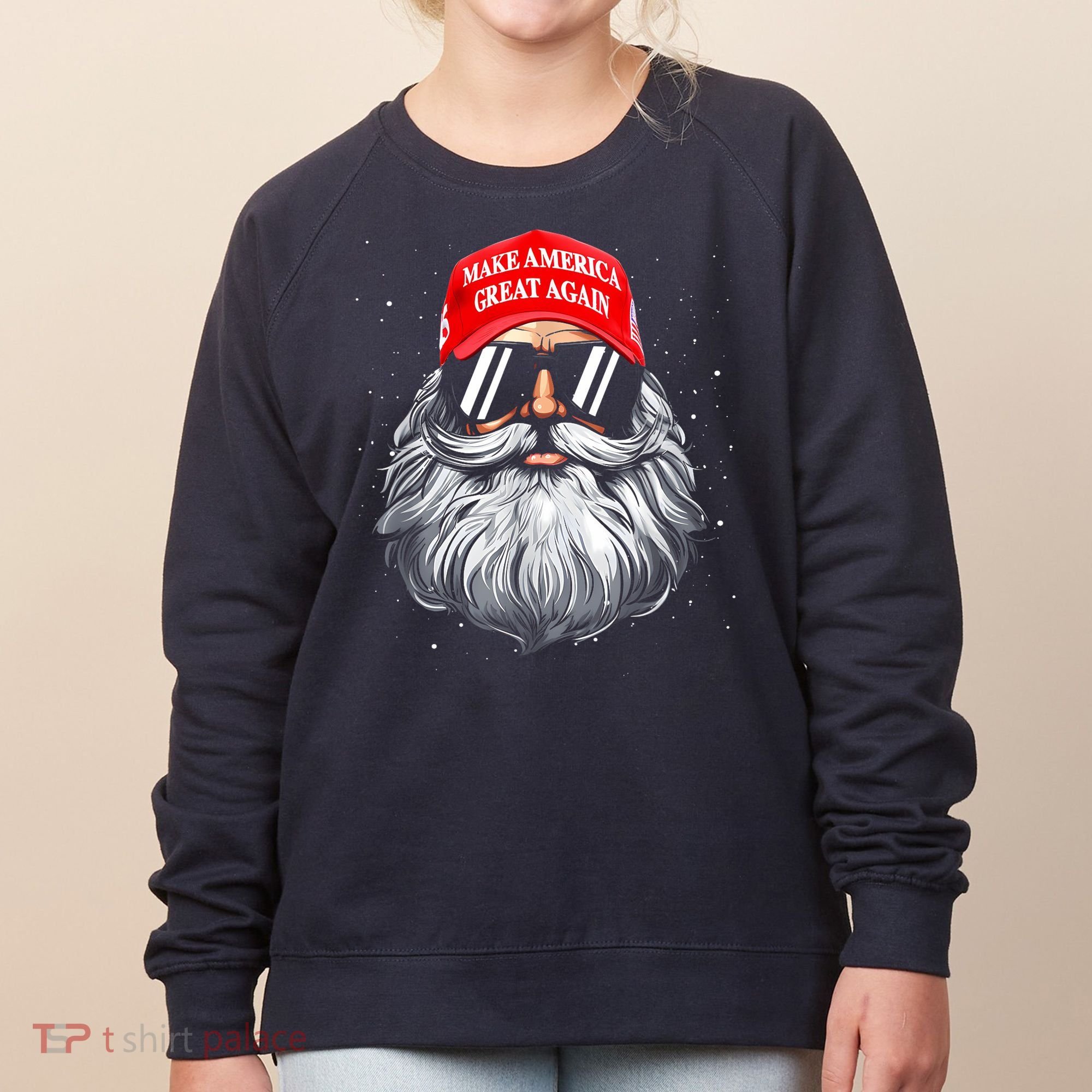 Make A Christmas Great Again Funny Xmas Trump Santa Pajamas Women's Sweatshirt