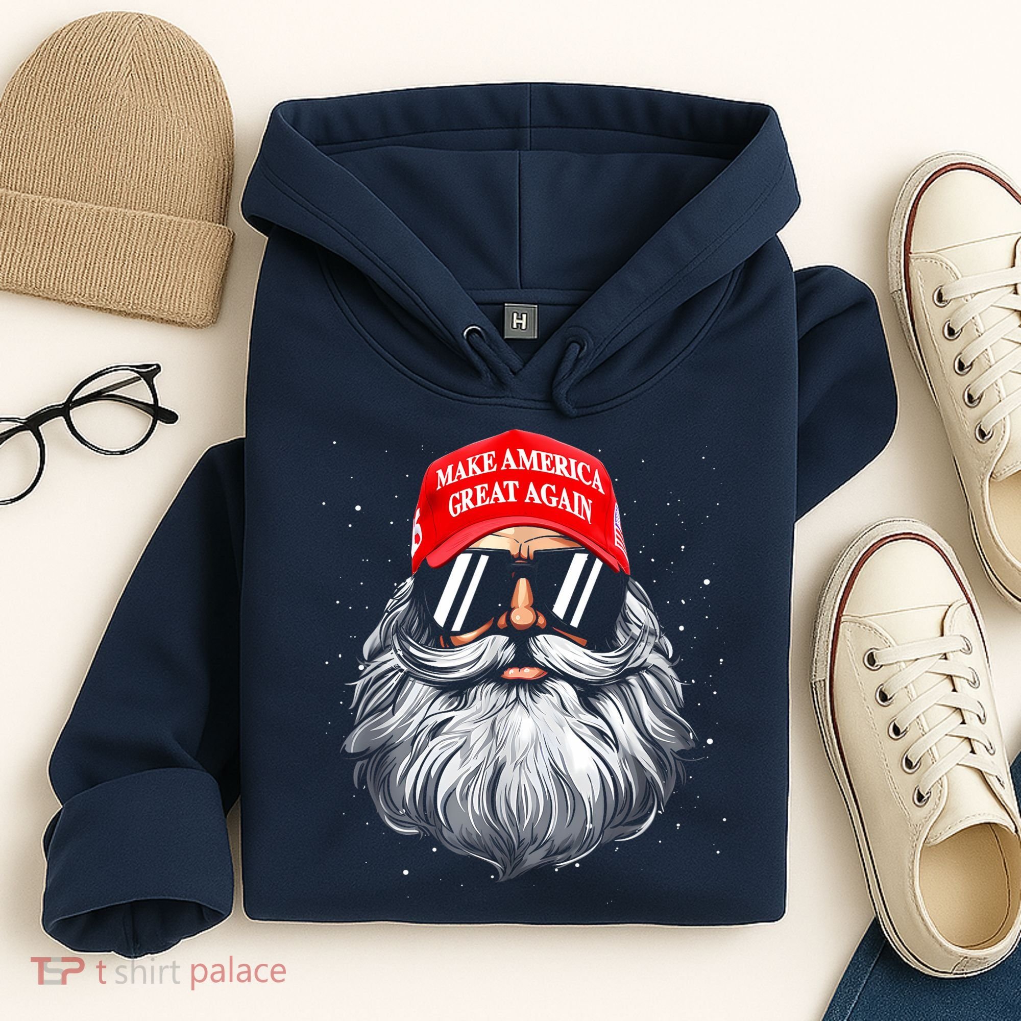Make A Christmas Great Again Funny Xmas Trump Santa Pajamas Hoodie