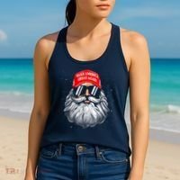 Make A Christmas Great Again Funny Xmas Trump Santa Pajamas Women's Tank Top thumb 2