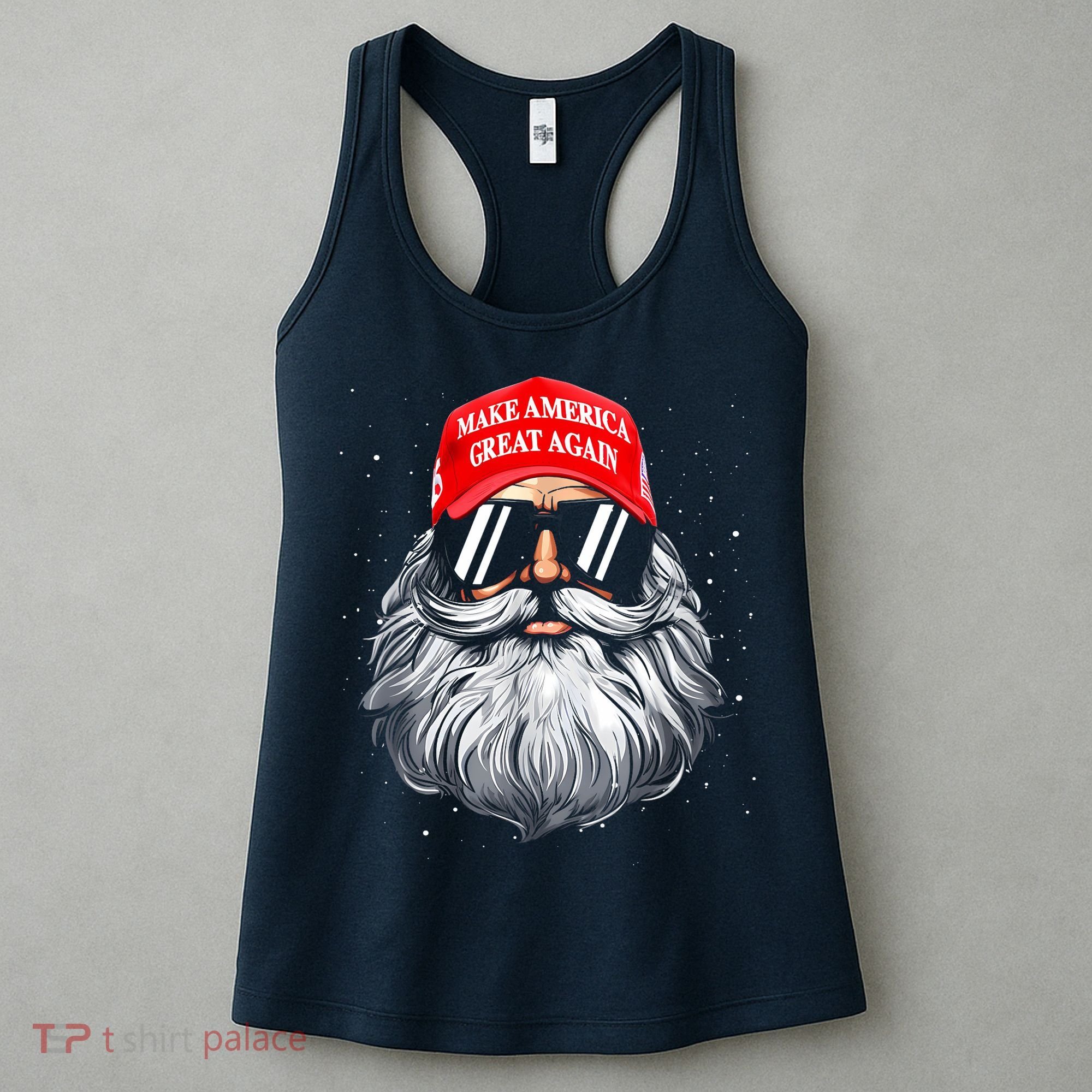 Make A Christmas Great Again Funny Xmas Trump Santa Pajamas Women's Tank Top