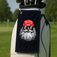 Make A Christmas Great Again Funny Xmas Trump Santa Pajamas Golf Towel thumb 2