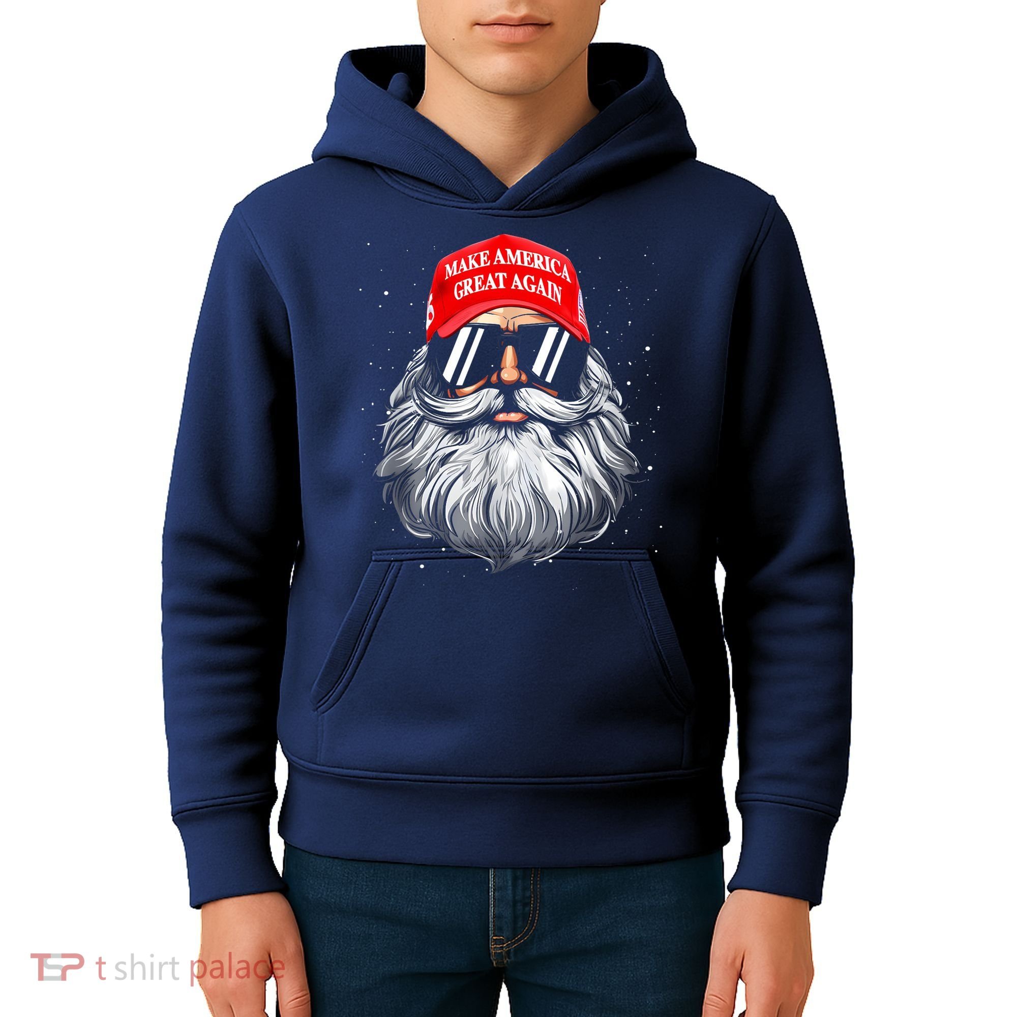 Make A Christmas Great Again Funny Xmas Trump Santa Pajamas Kids Hoodie