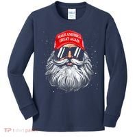 Make A Christmas Great Again Funny Xmas Trump Santa Pajamas Kids Long Sleeve Shirt thumb 0