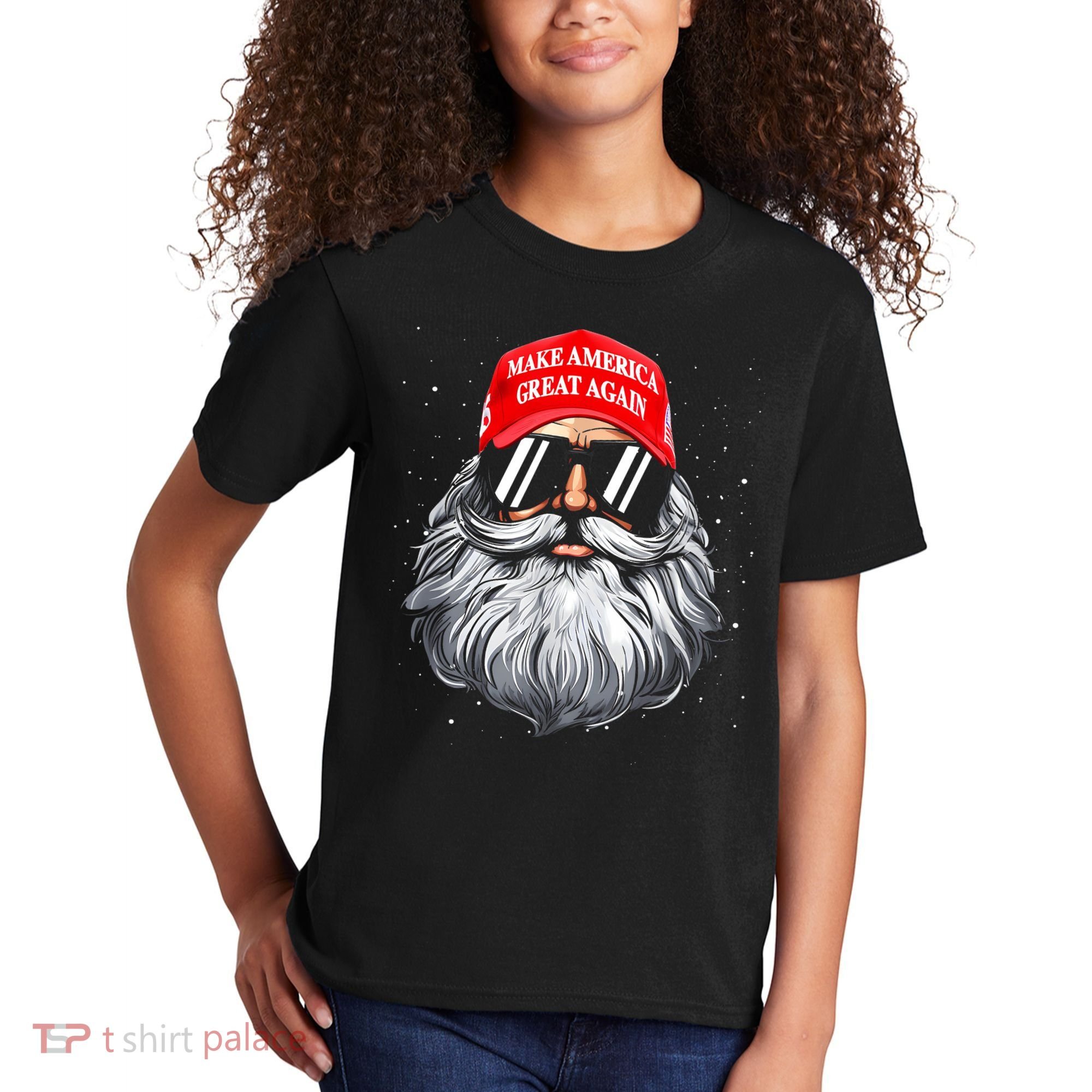 Make A Christmas Great Again Funny Xmas Trump Santa Pajamas Kids T-Shirt