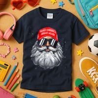 Make A Christmas Great Again Funny Xmas Trump Santa Pajamas Kids T-Shirt thumb 3