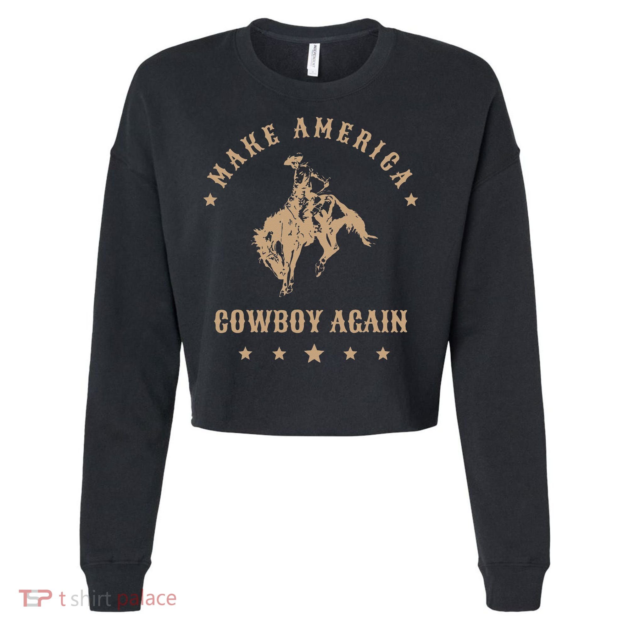 Make America Cowgirl Cowboy Again Cropped Pullover Crew
