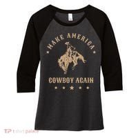 Make America Cowgirl Cowboy Again Women's Tri-Blend 3/4-Sleeve Raglan Shirt thumb 0