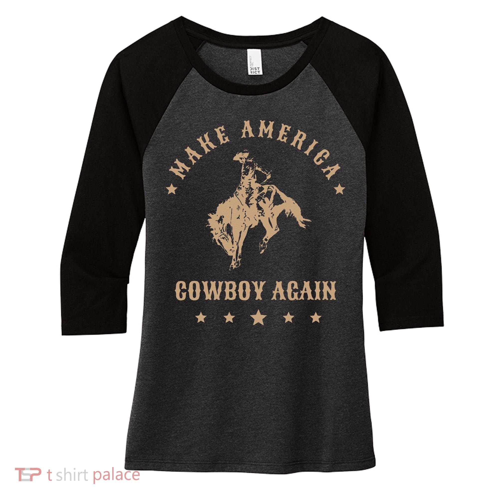 Make America Cowgirl Cowboy Again Women's Tri-Blend 3/4-Sleeve Raglan Shirt