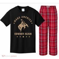 Make America Cowgirl Cowboy Again Kids Plaid Pajama Set thumb 0