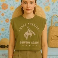 Make America Cowgirl Cowboy Again Garment-Dyed Women's Muscle Tee thumb 4