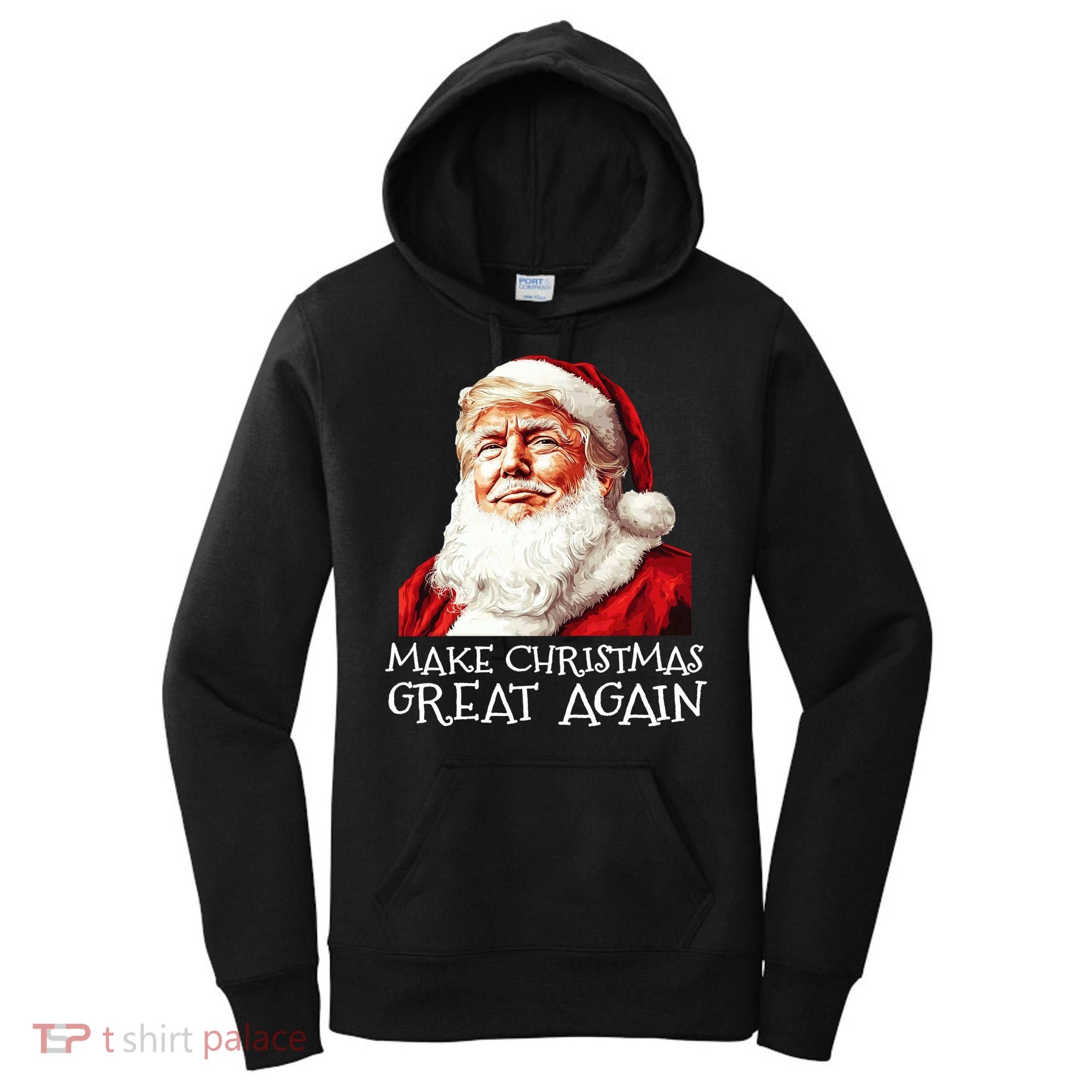 Make A Christmas Great Again Xmas President Trump Maga Santa Women's Hoodie