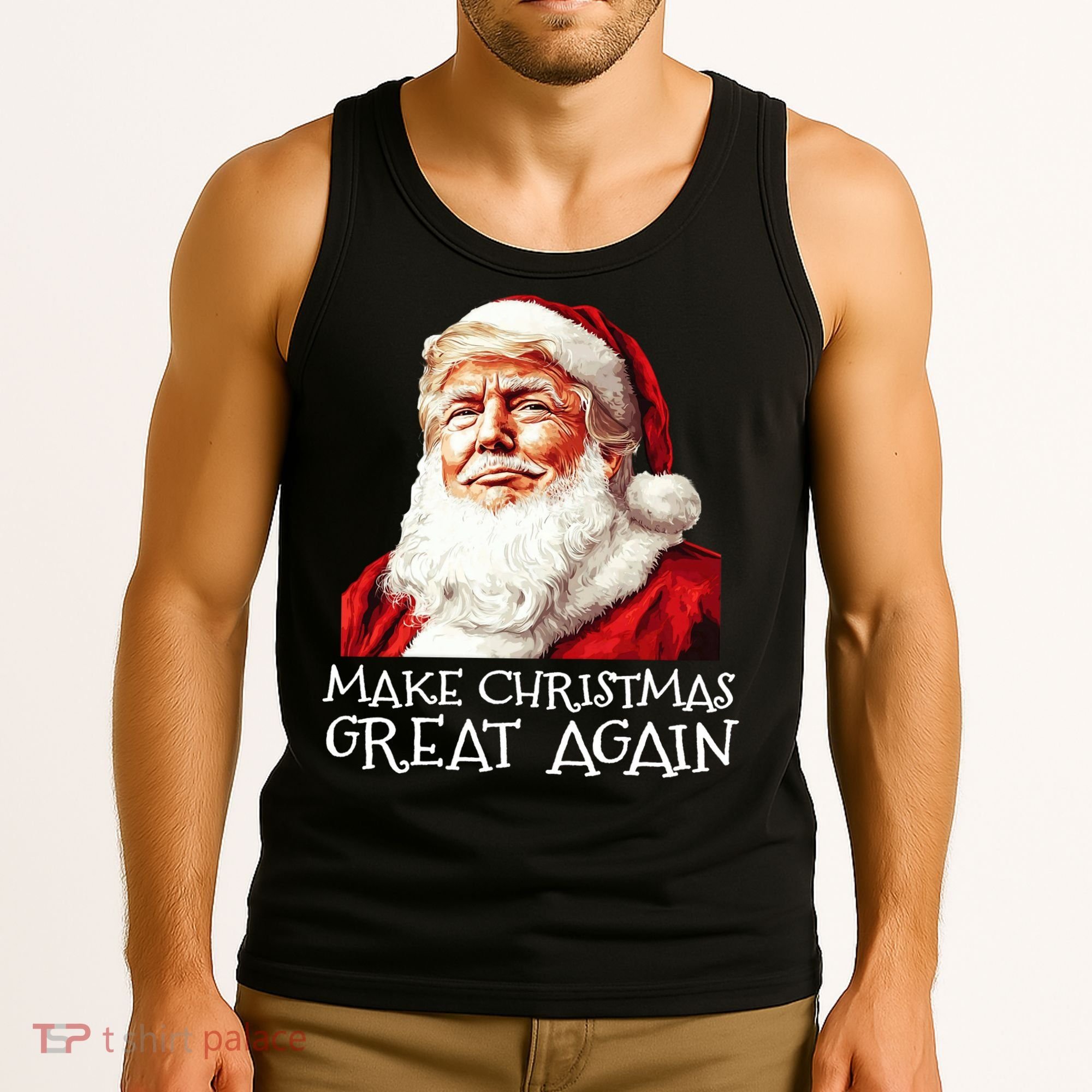 Make A Christmas Great Again Xmas President Trump Maga Santa Tank Top
