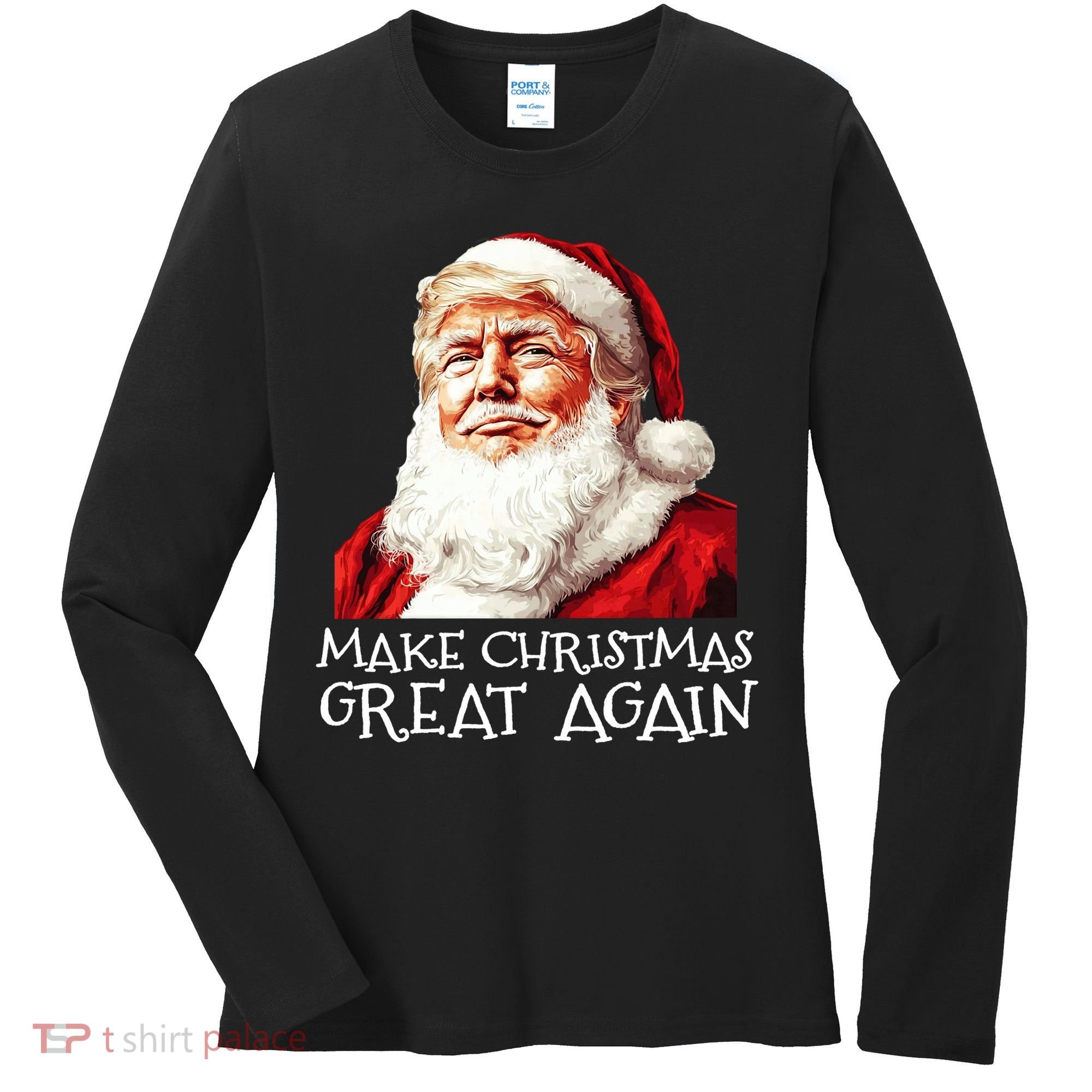 Make A Christmas Great Again Xmas President Trump Maga Santa Women's Long Sleeve Shirt