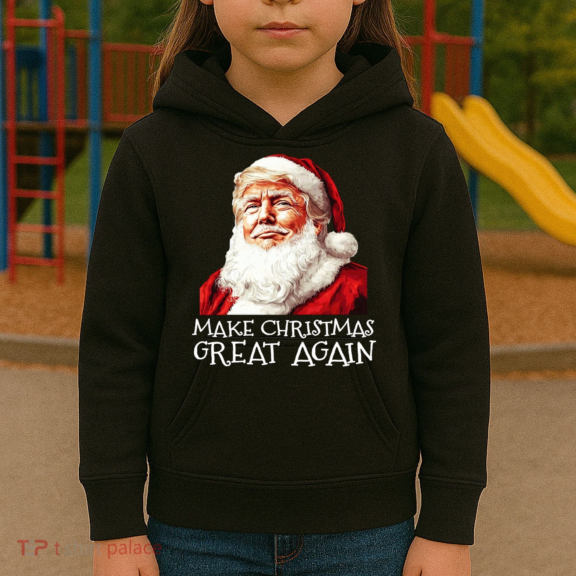 Make A Christmas Great Again Xmas President Trump Maga Santa Kids Hoodie
