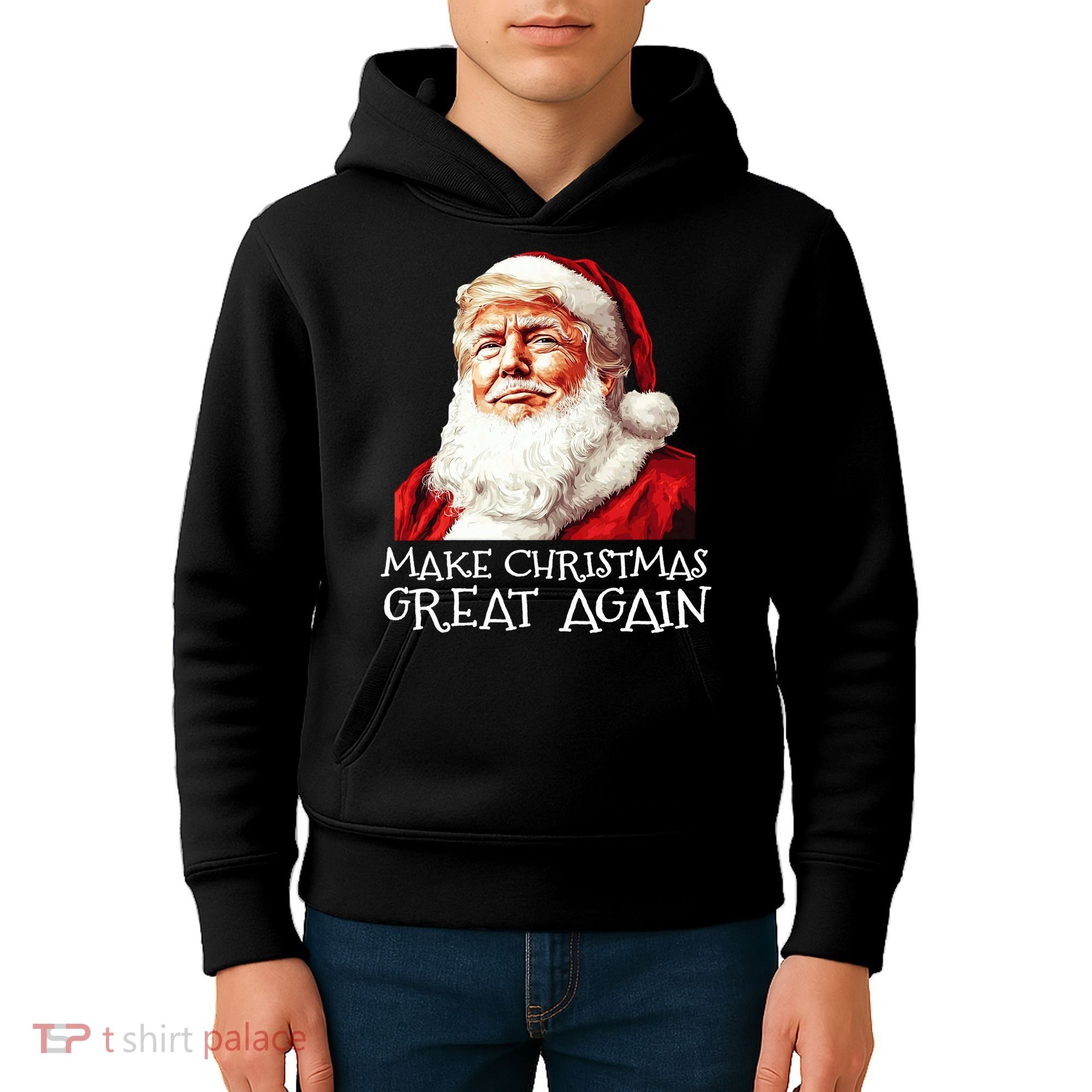 Make A Christmas Great Again Xmas President Trump Maga Santa Kids Hoodie