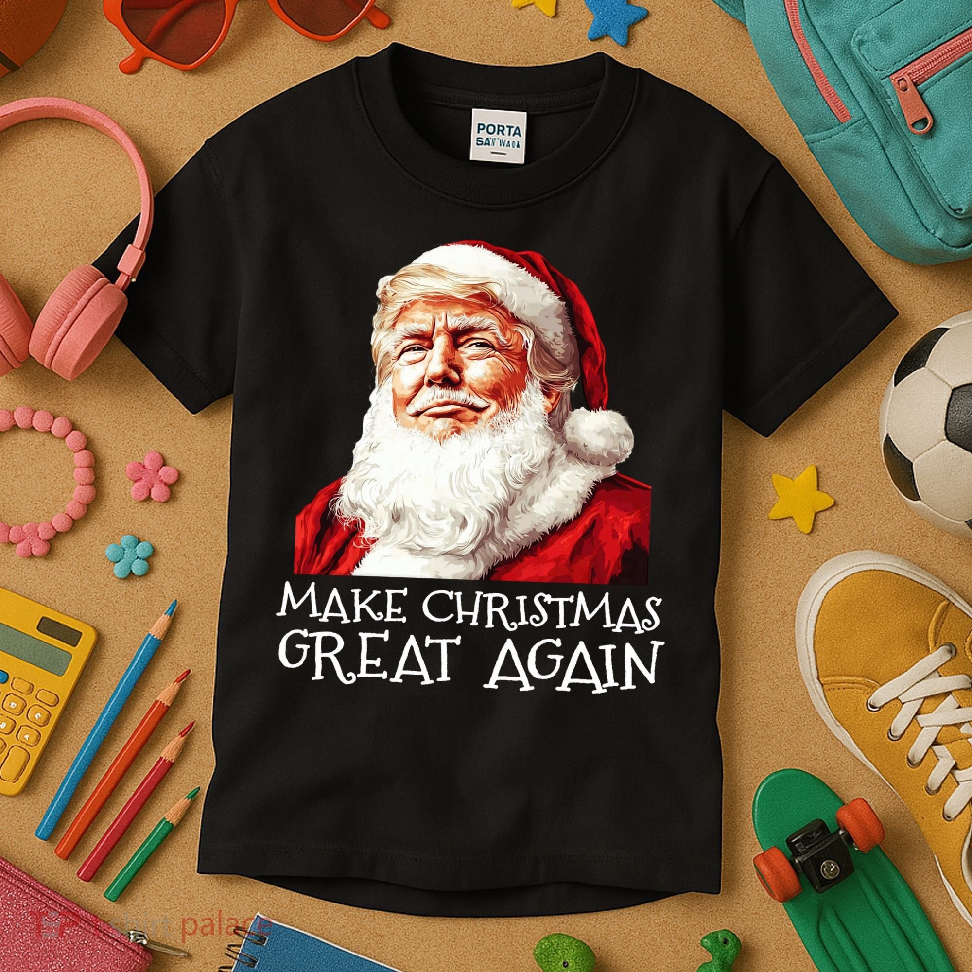 Make A Christmas Great Again Xmas President Trump Maga Santa Kids T-Shirt