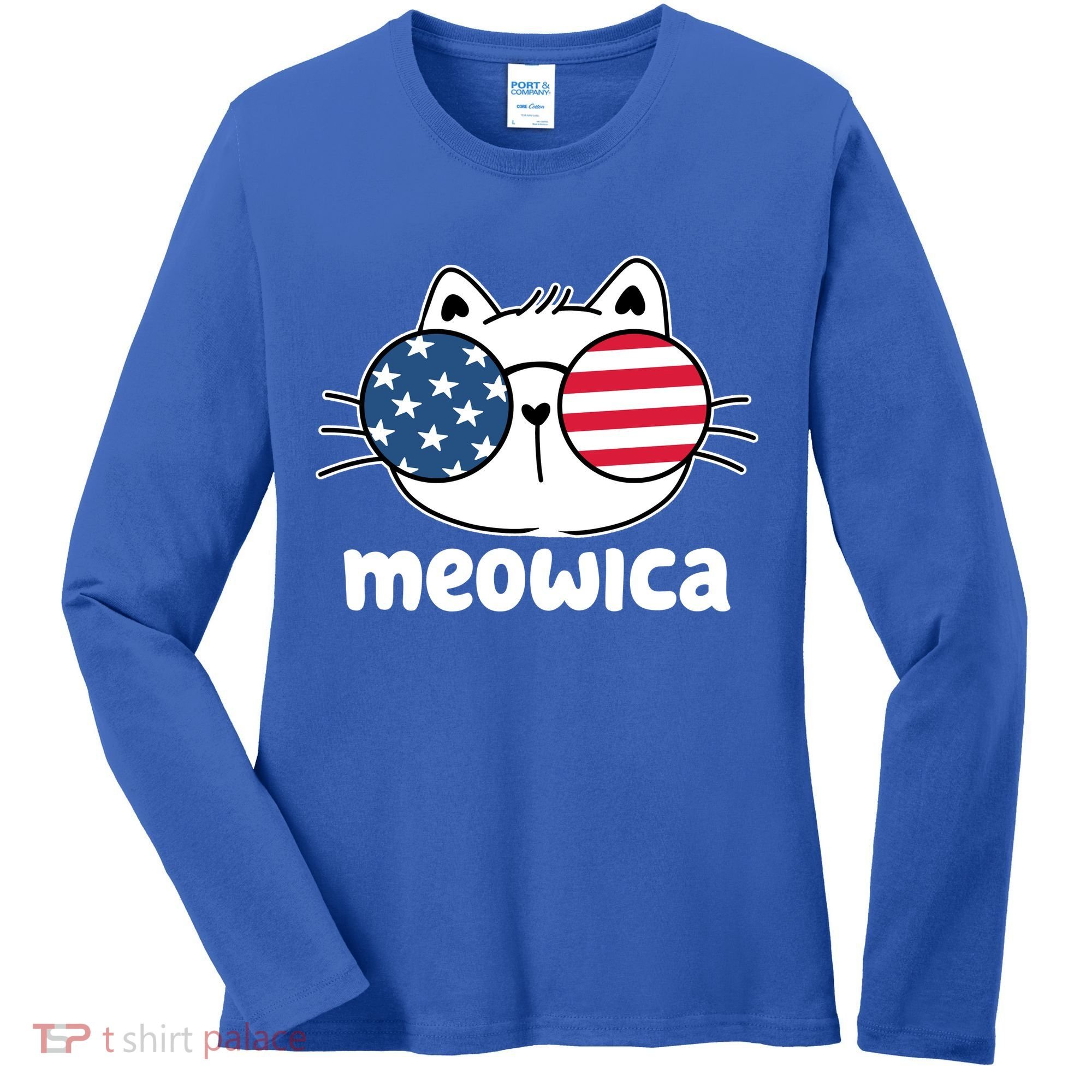 Meowica America Cat Cute Women's Long Sleeve Shirt