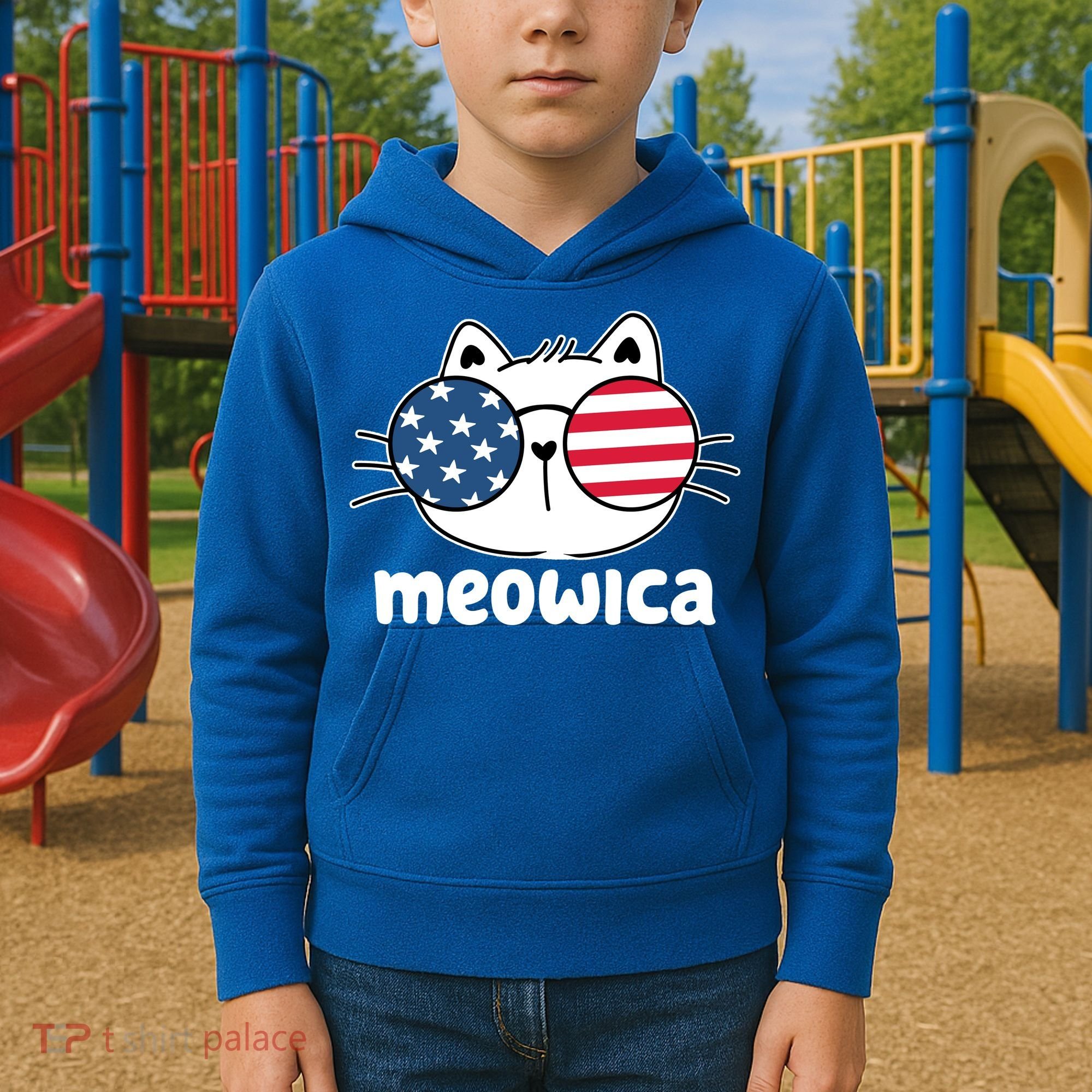 Meowica America Cat Cute Kids Hoodie