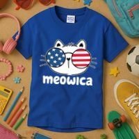 Meowica America Cat Cute Kids T-Shirt thumb 3