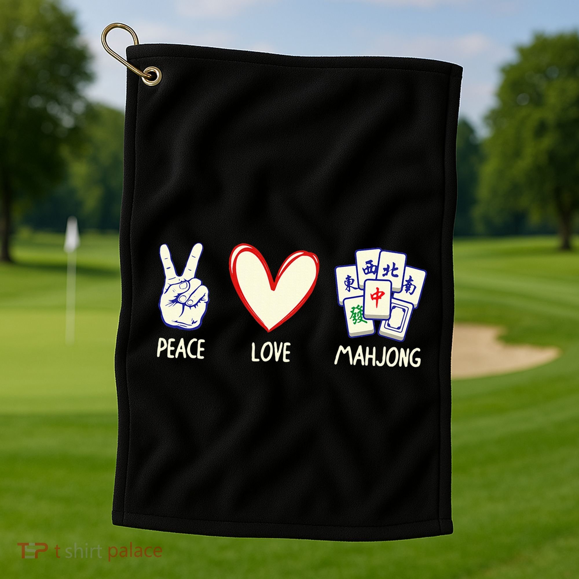 Mahjong Art Chinese Mah Jongg Game Lover Golf Towel