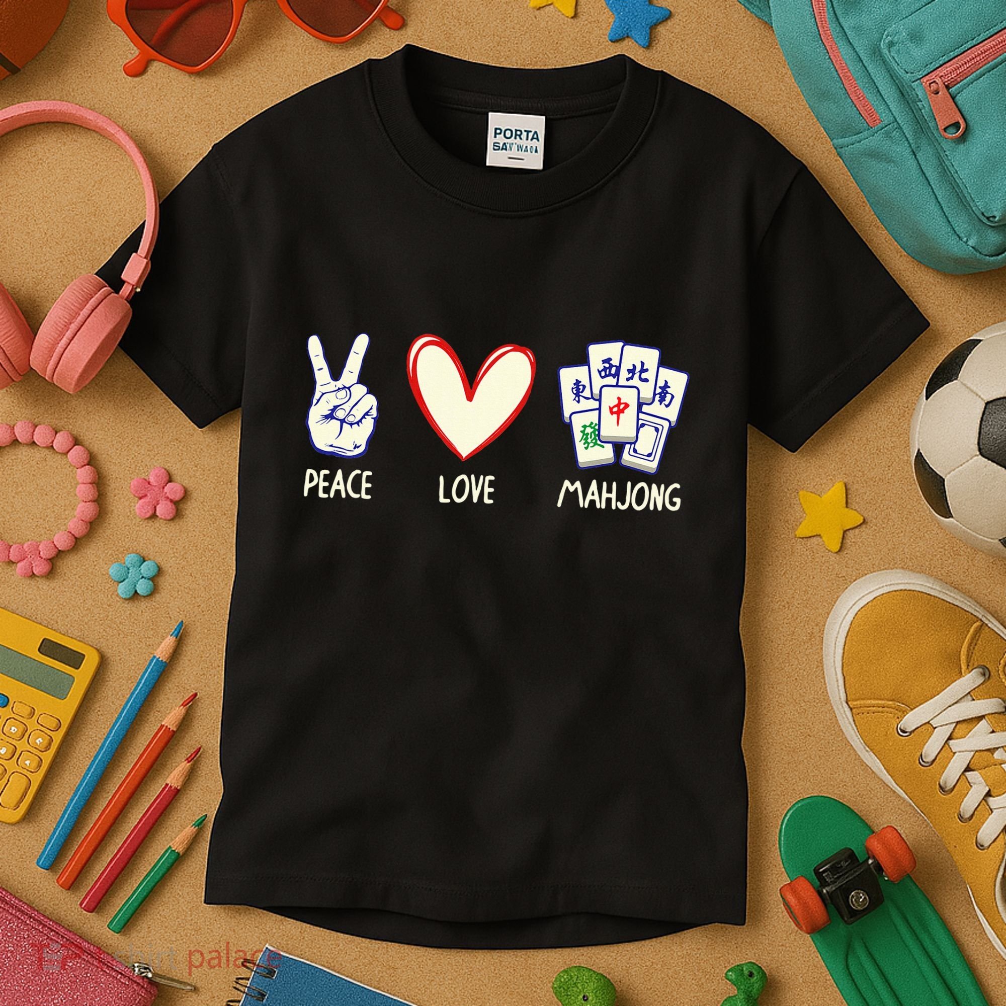 Mahjong Art Chinese Mah Jongg Game Lover Kids T-Shirt