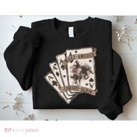Make America Cowboy Again Western Cowboy Poker Funny Donald Trump Quote Sweatshirt thumb 2