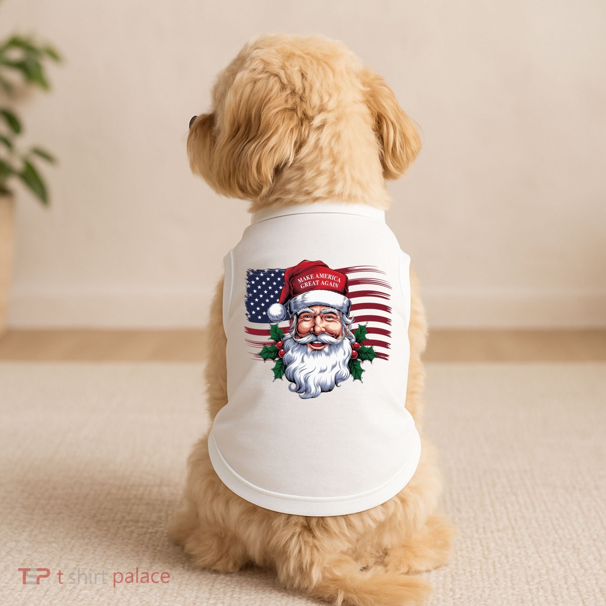 Make A Christmas Great Again Xmas Trump Maga Pajamas Santa Us Flag Doggie Tank