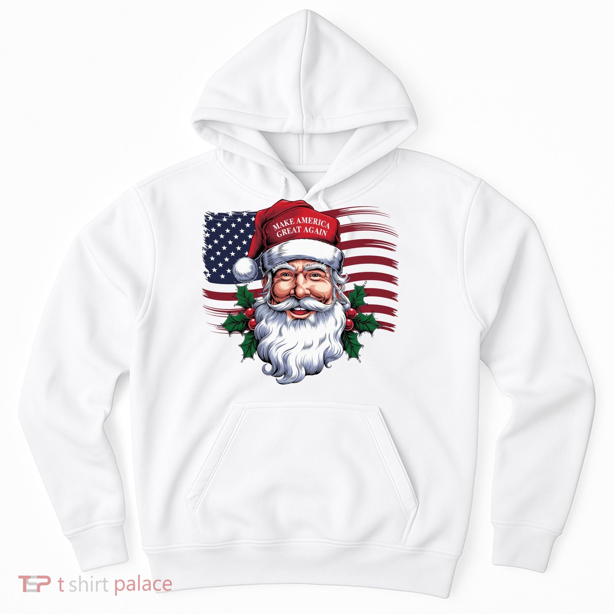 Make A Christmas Great Again Xmas Trump Maga Pajamas Santa Us Flag Hoodie