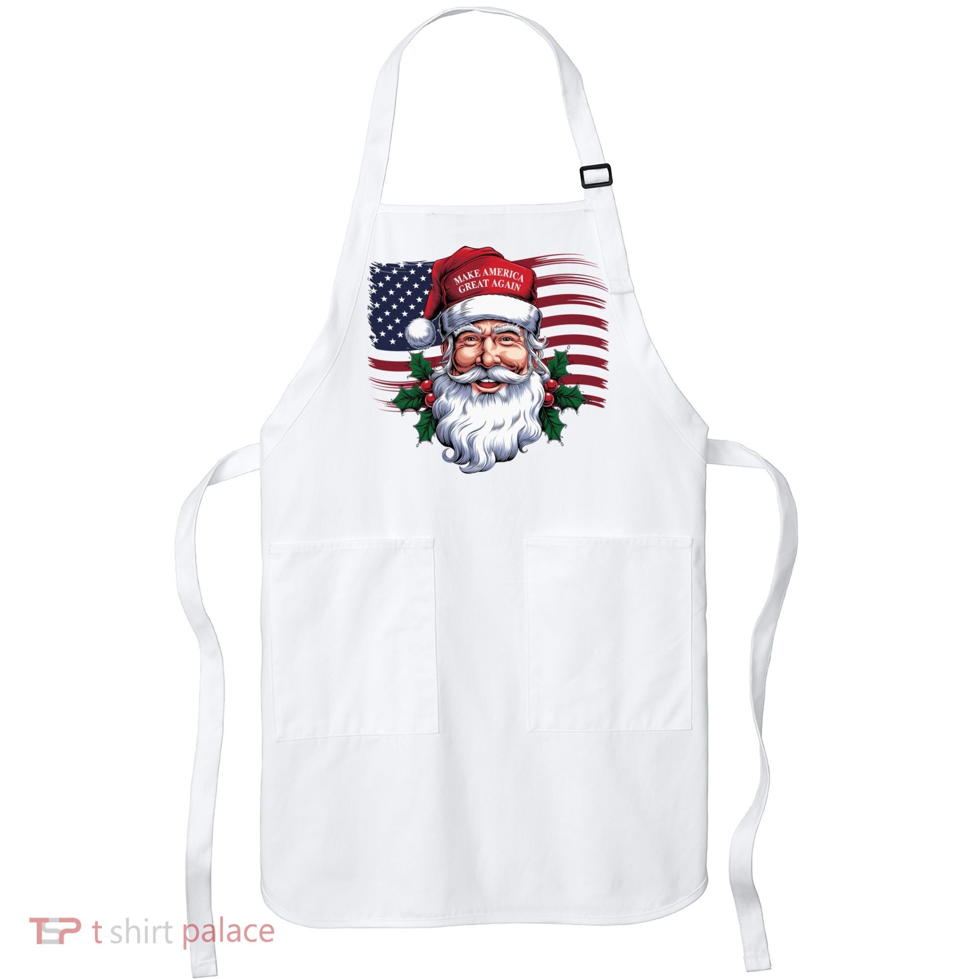 Make A Christmas Great Again Xmas Trump Maga Pajamas Santa Us Flag Apron
