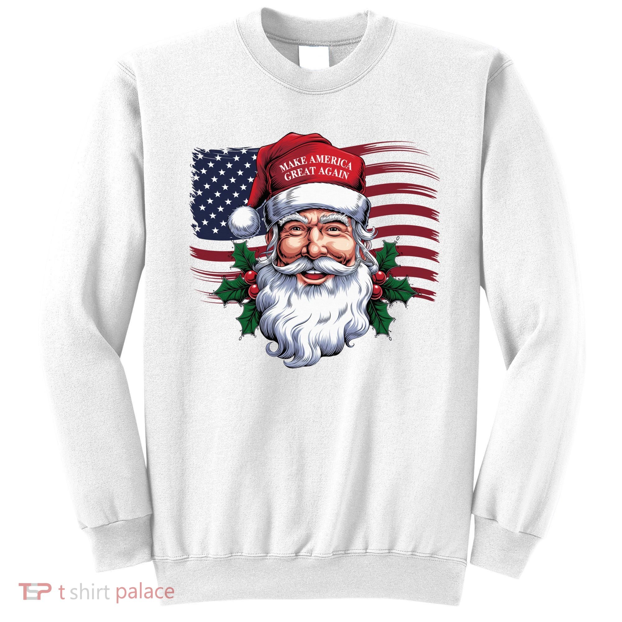 Make A Christmas Great Again Xmas Trump Maga Pajamas Santa Us Flag Sweatshirt
