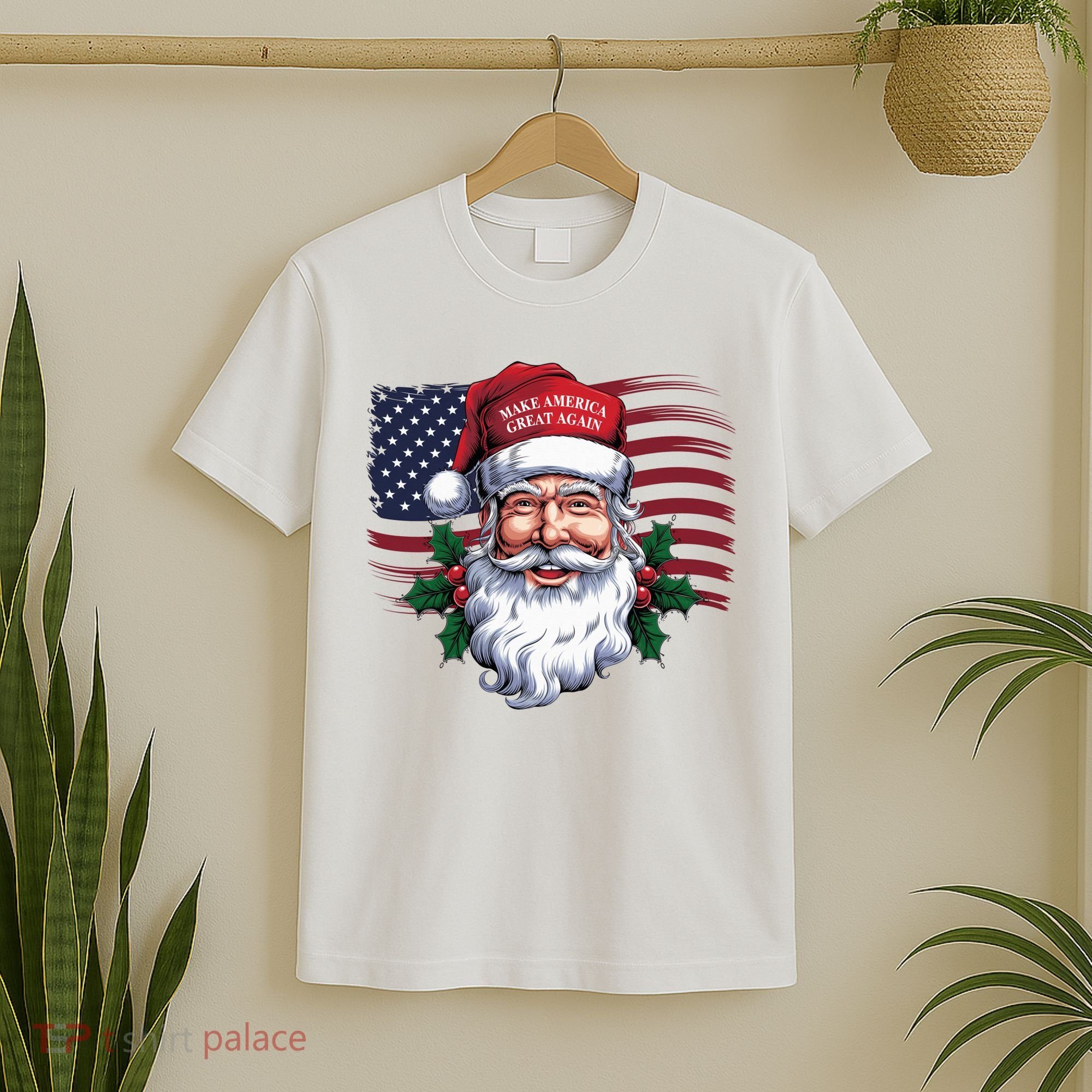 Make A Christmas Great Again Xmas Trump Maga Pajamas Santa Us Flag T-Shirt