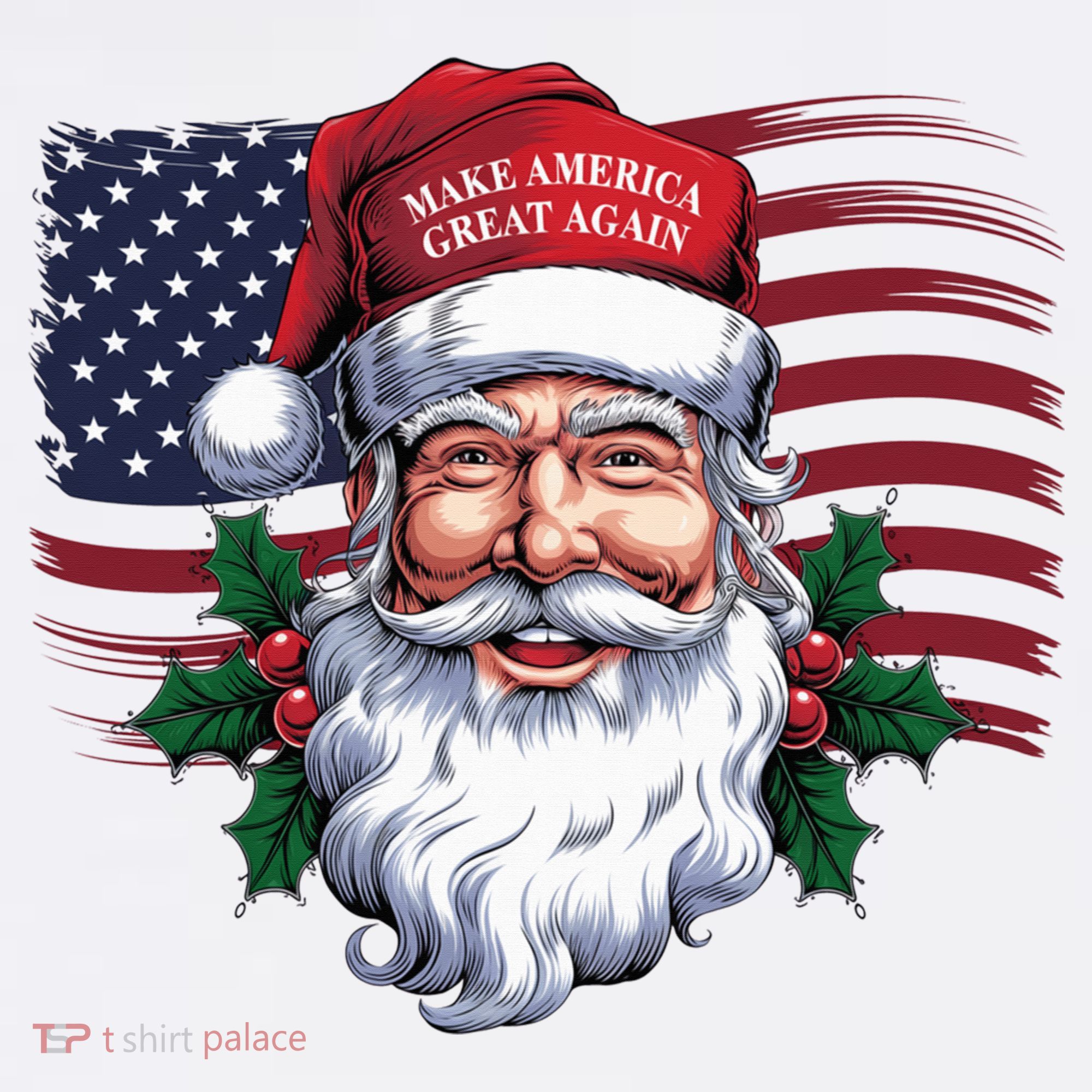 Make A Christmas Great Again Xmas Trump Maga Pajamas Santa Us Flag T-Shirt