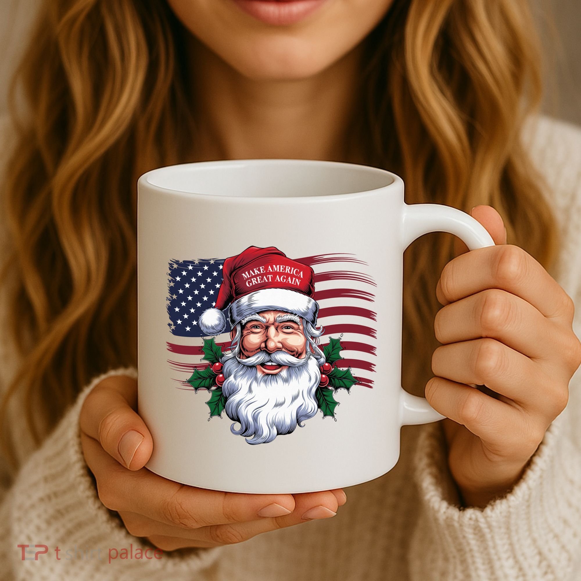 Make A Christmas Great Again Xmas Trump Maga Pajamas Santa Us Flag Coffee Mug