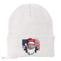Make A Christmas Great Again Xmas Trump Maga Pajamas Santa Us Flag Beanie thumb 0