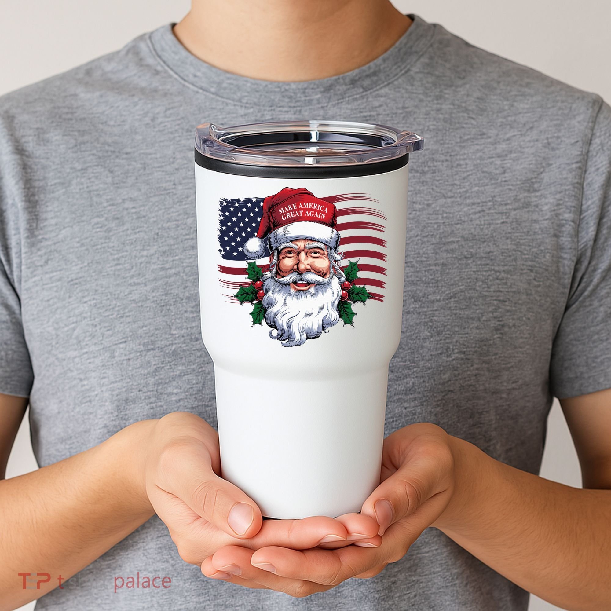Make A Christmas Great Again Xmas Trump Maga Pajamas Santa Us Flag Tumbler