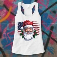 Make A Christmas Great Again Xmas Trump Maga Pajamas Santa Us Flag Women's Tank Top thumb 3