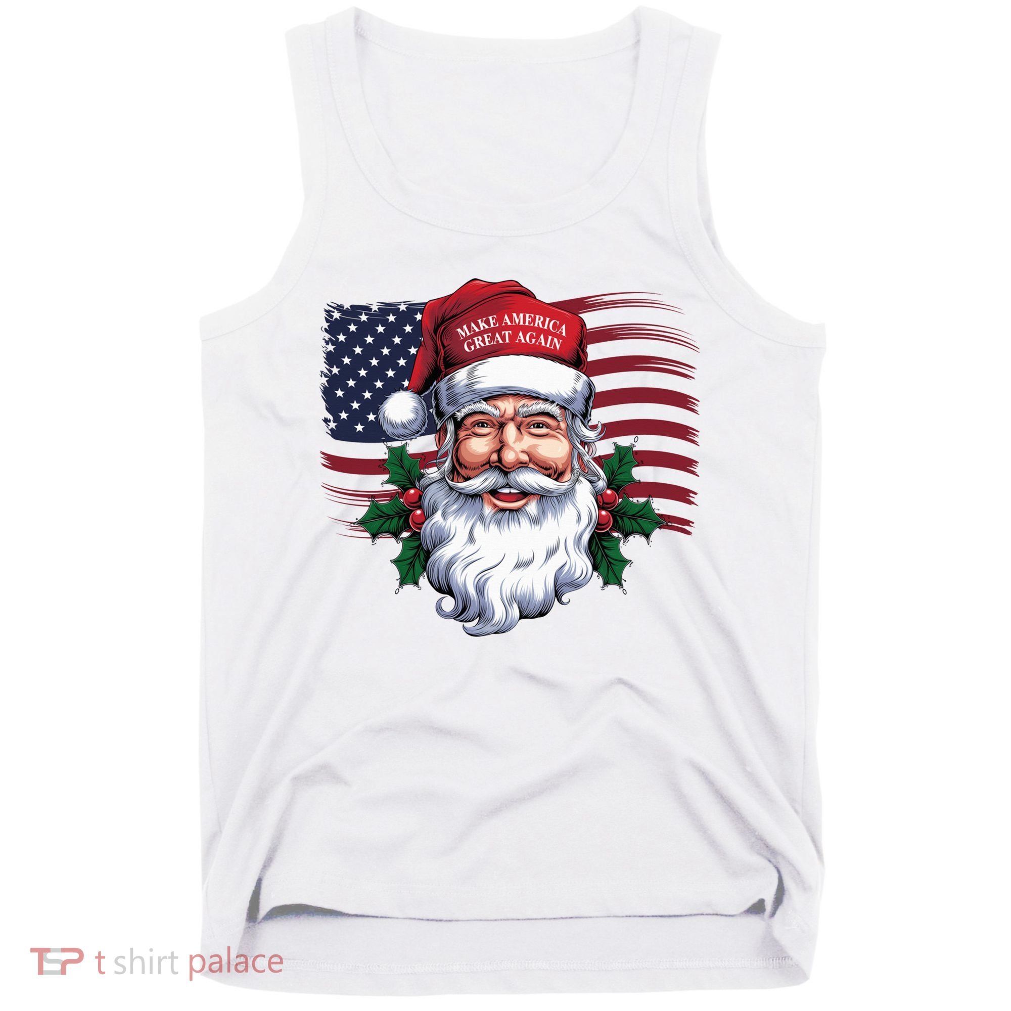 Make A Christmas Great Again Xmas Trump Maga Pajamas Santa Us Flag Tank Top