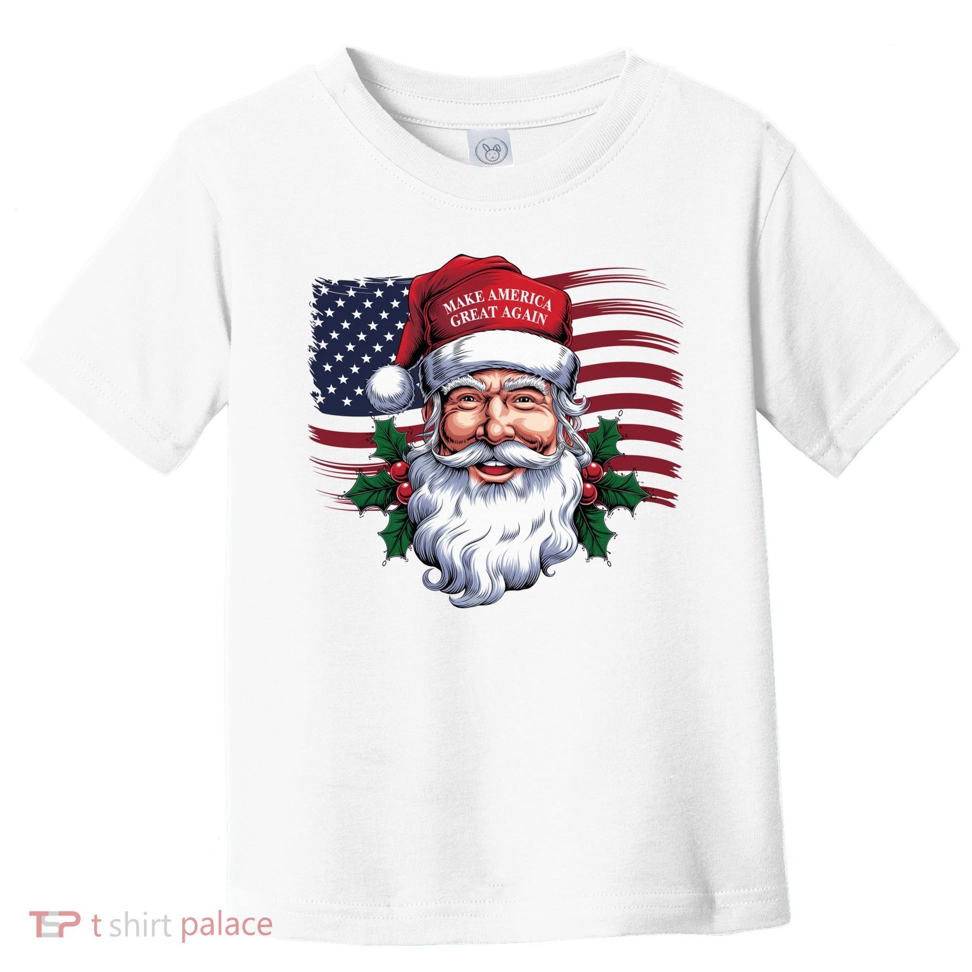 Make A Christmas Great Again Xmas Trump Maga Pajamas Santa Us Flag Toddler T-Shirt