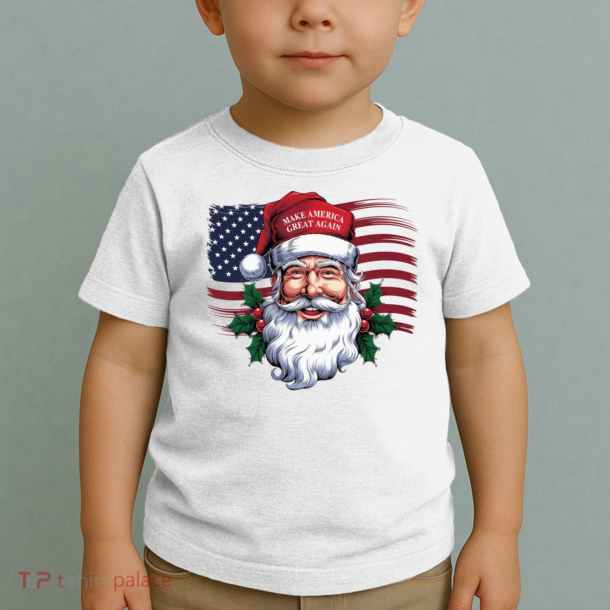 Make A Christmas Great Again Xmas Trump Maga Pajamas Santa Us Flag Toddler T-Shirt