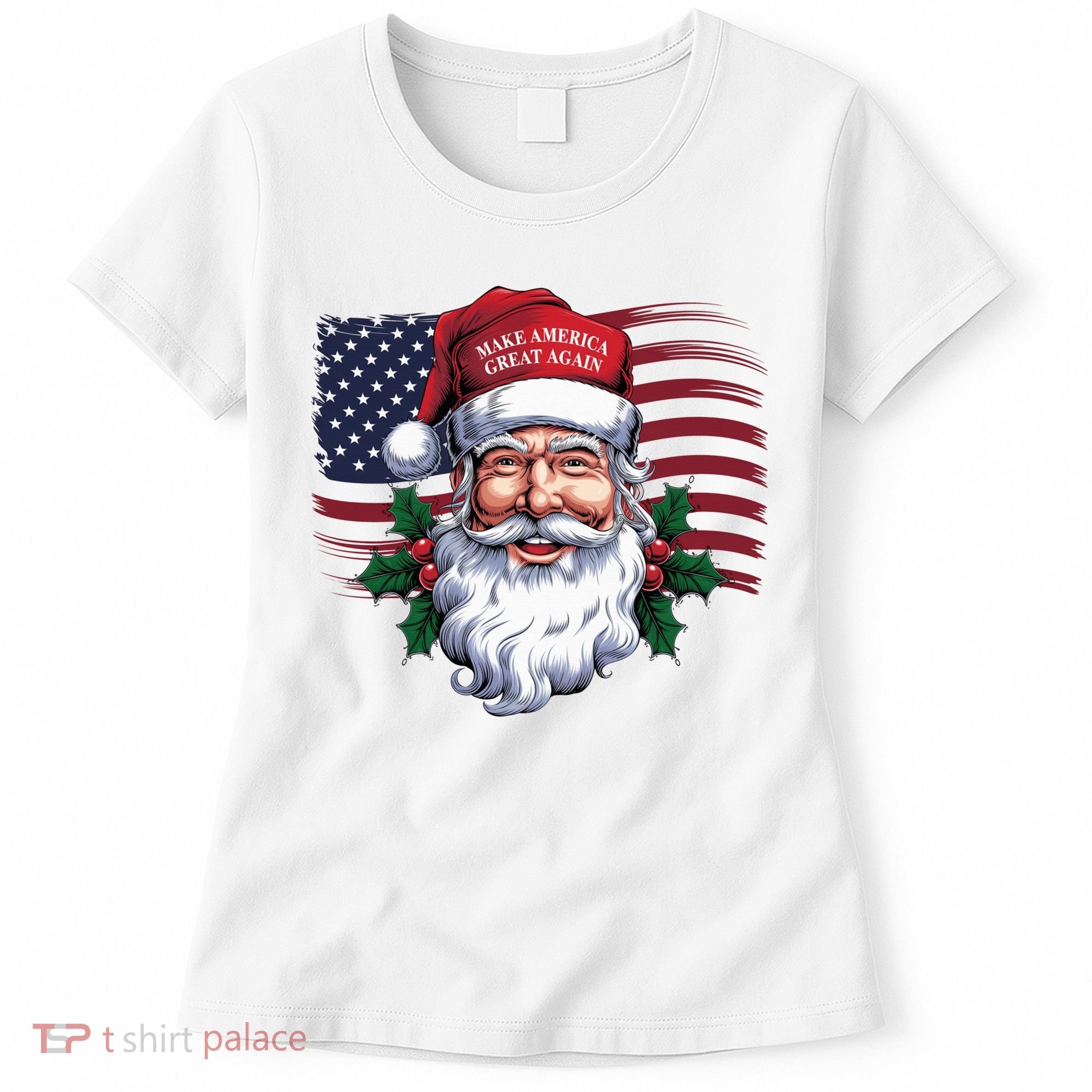 Make A Christmas Great Again Xmas Trump Maga Pajamas Santa Us Flag Women's T-Shirt