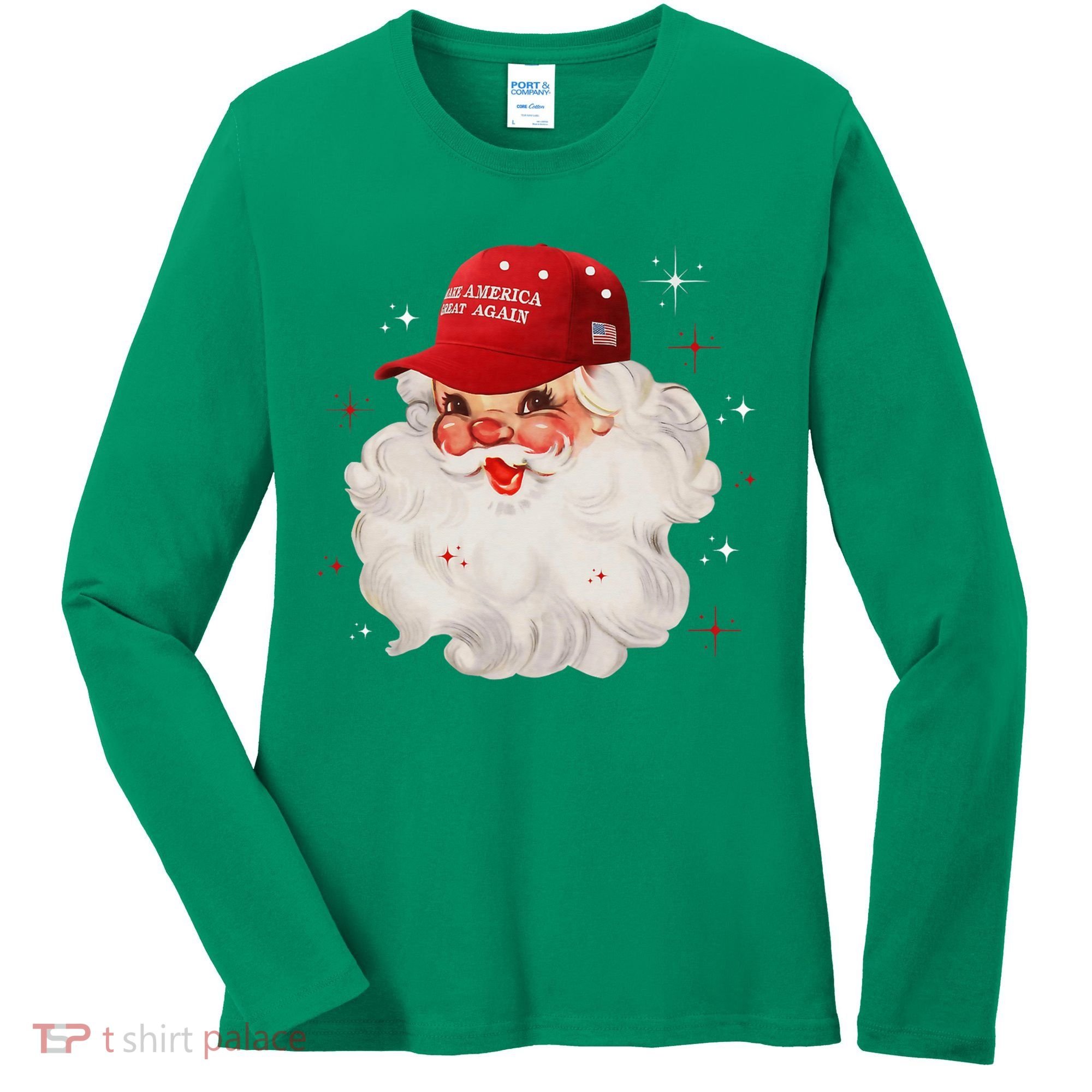 Make A Christmas Great Again Xmas Trump Maga Pajamas Santa Women's Long Sleeve Shirt