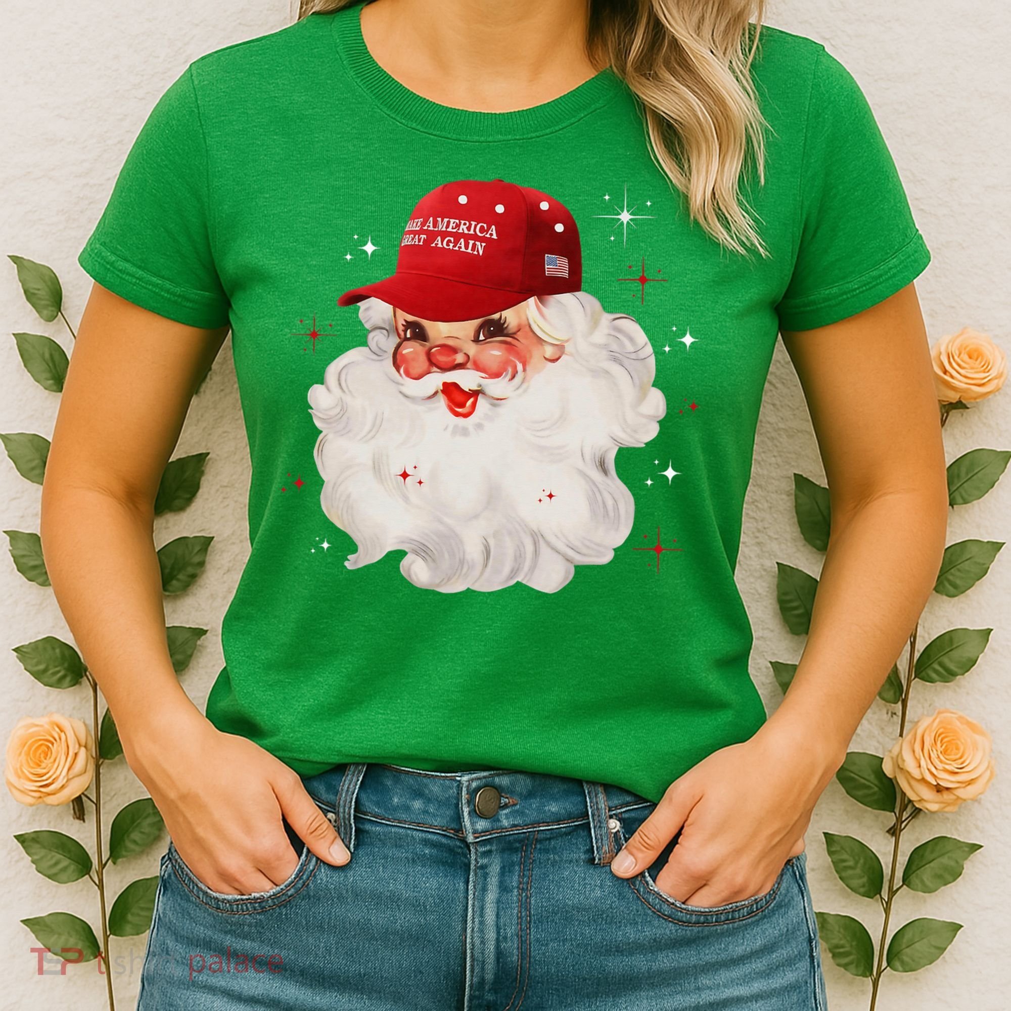 Make A Christmas Great Again Xmas Trump Maga Pajamas Santa Women's T-Shirt