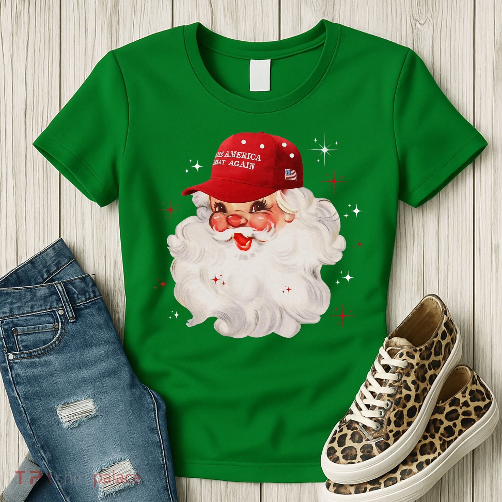 Make A Christmas Great Again Xmas Trump Maga Pajamas Santa Women's T-Shirt