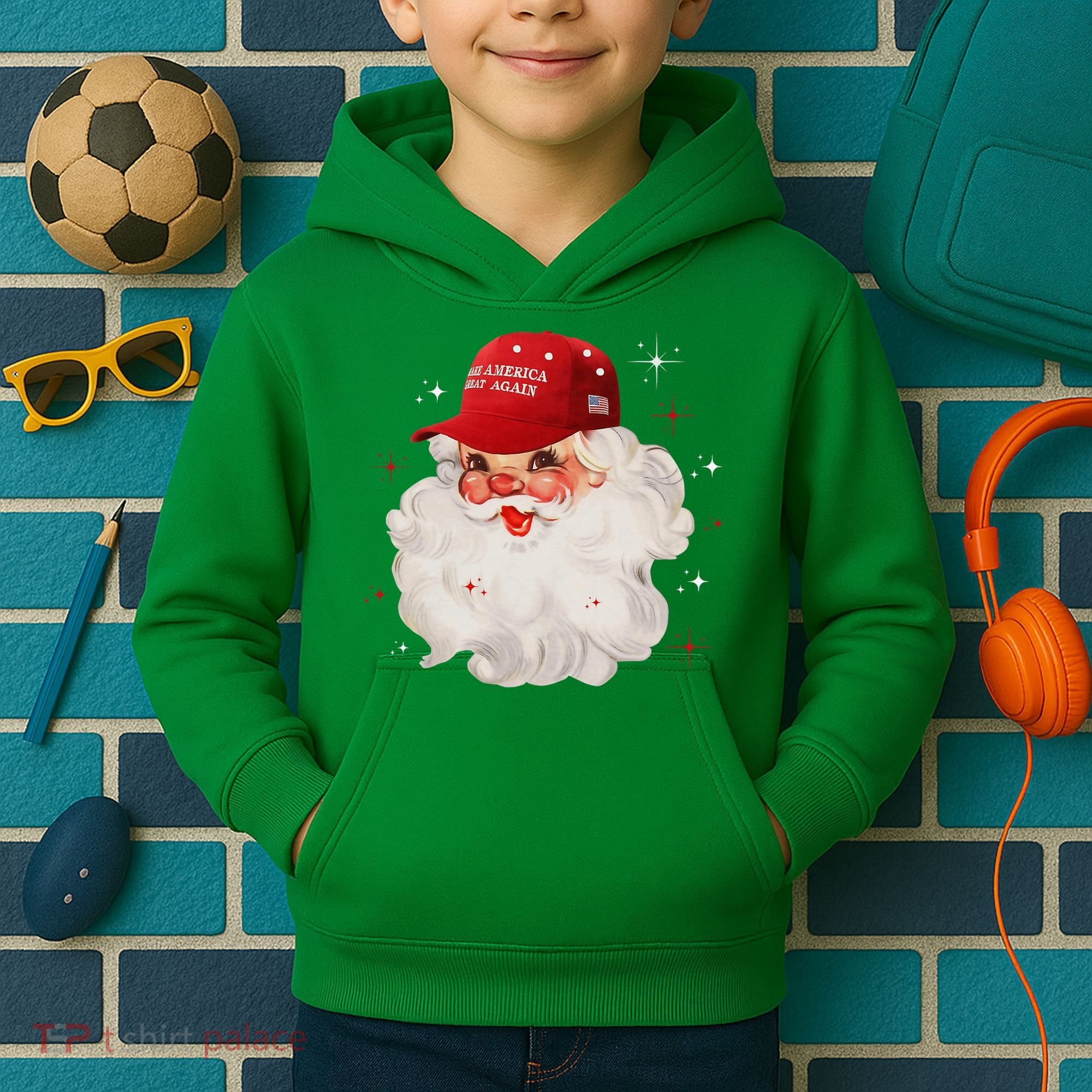 Make A Christmas Great Again Xmas Trump Maga Pajamas Santa Kids Hoodie