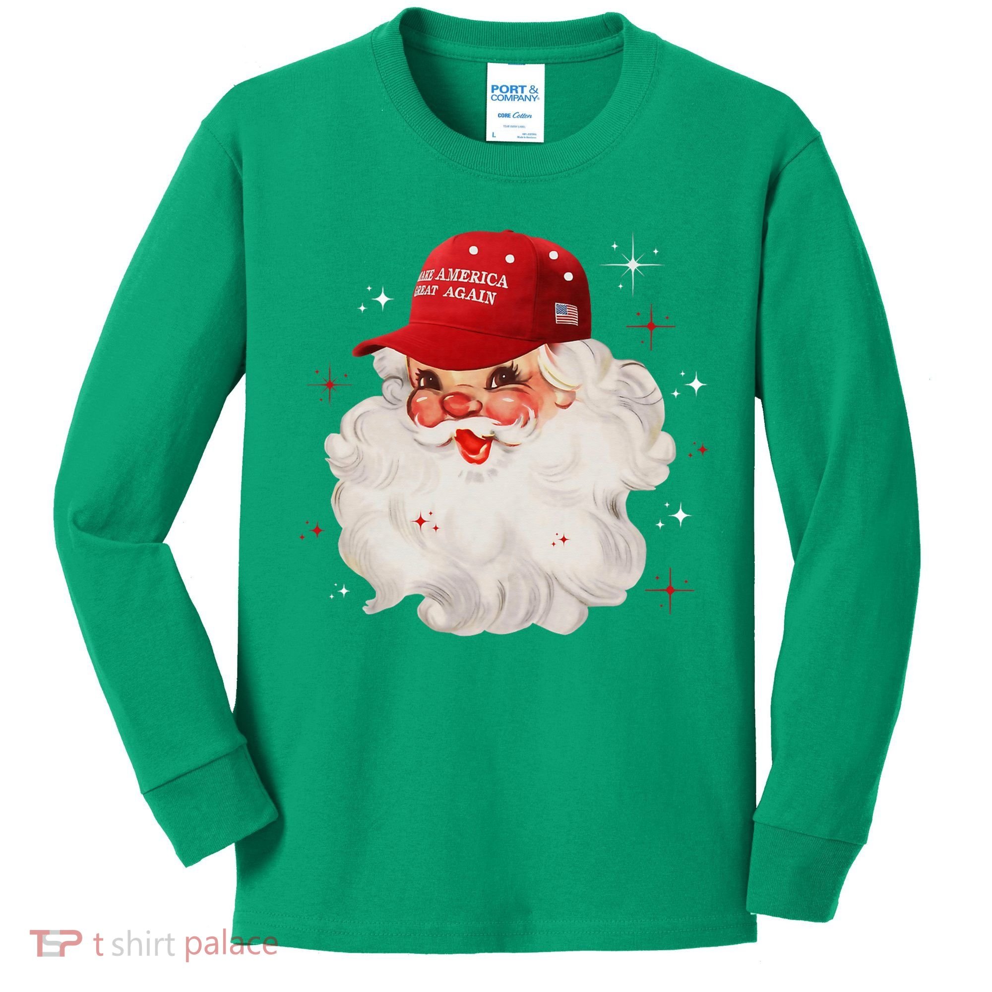Make A Christmas Great Again Xmas Trump Maga Pajamas Santa Kids Long Sleeve Shirt